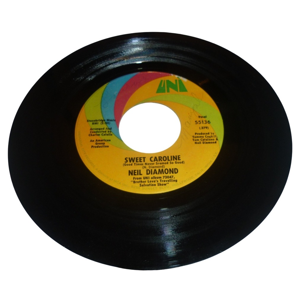 Neil Diamond Sweet Caroline Dig In 7" Vinyl 45 RPM Single UNI 55136 1969 Pop